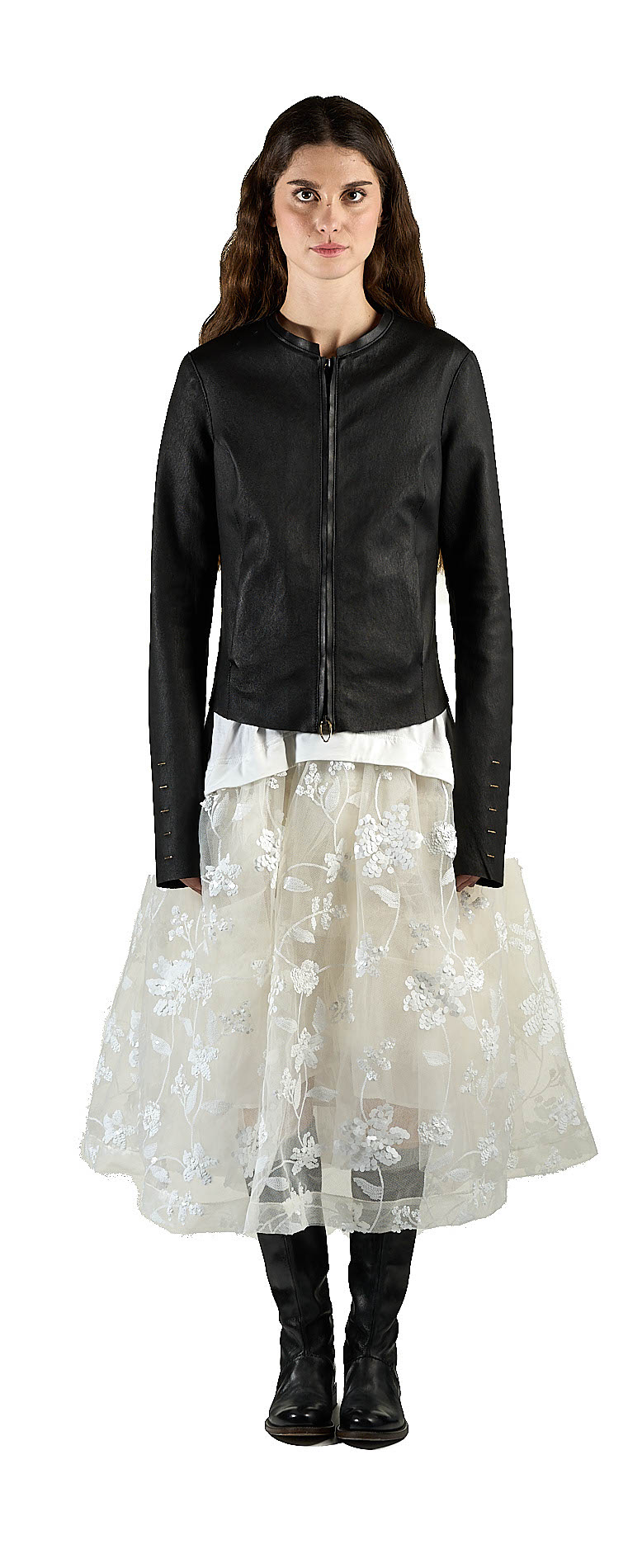 DANIELE BASTA LEATHER AND SILVER JACKET